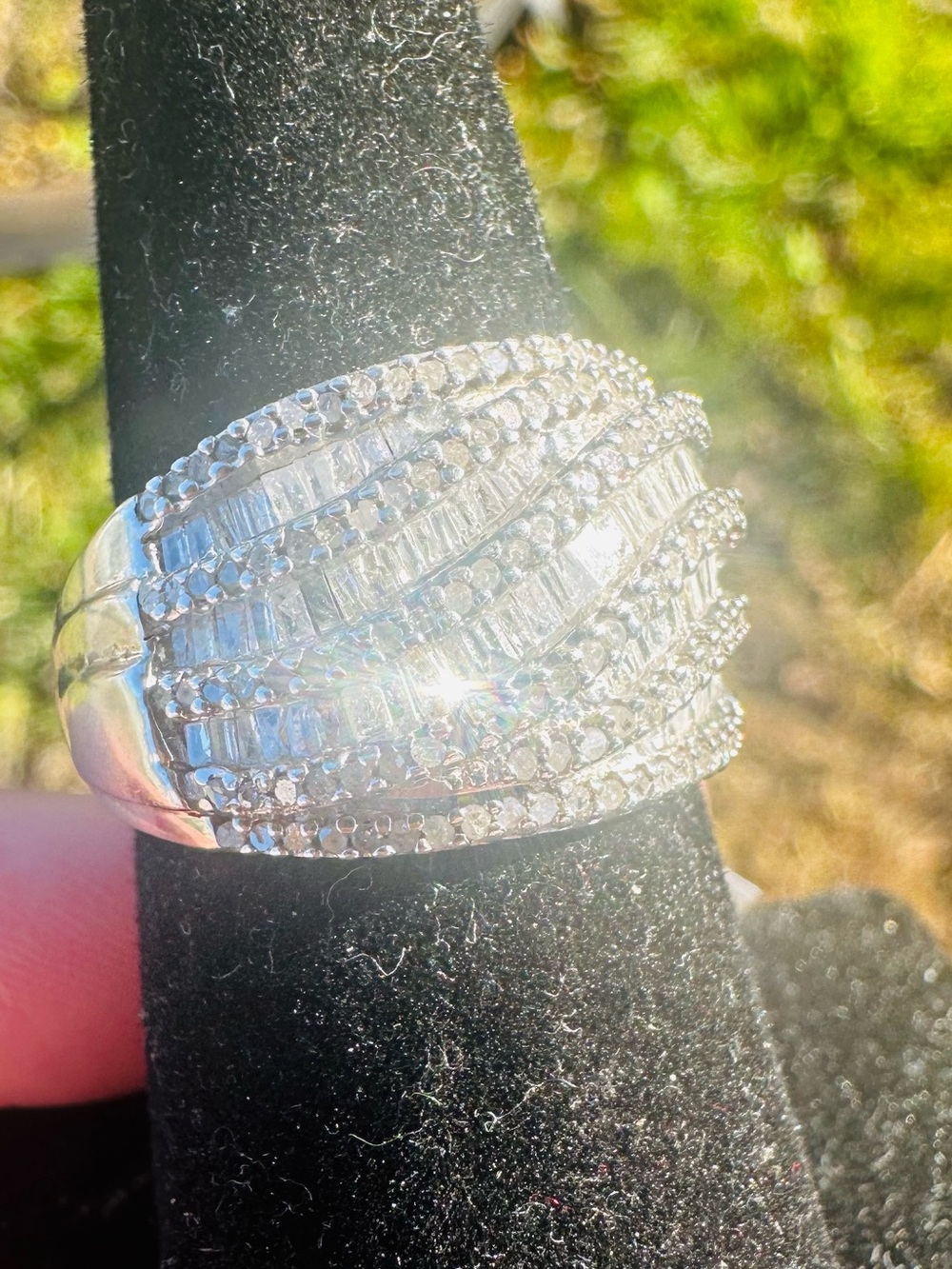 Natural 1 ct Natural Diamond Ring huge sz 7 & sizable solid 925 silver band